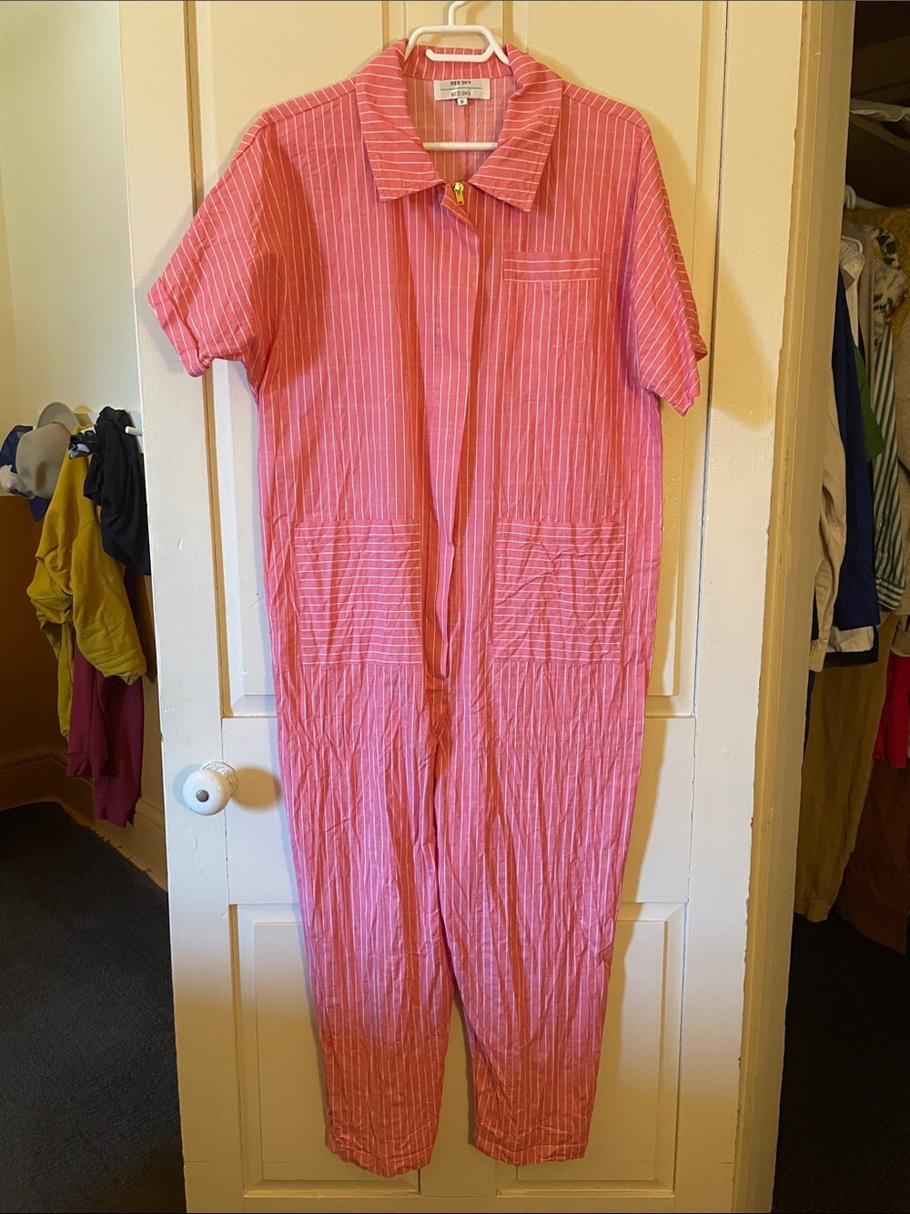 Red Sky Pink Striped Boilersuit